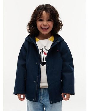 Tommy Hilfiger Jack Met Capuchon En Geborduurde Vlag - Blauw