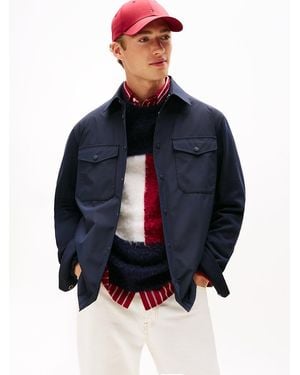 Tommy Hilfiger Regular Fit Mixed Panel Overshirt - Blue