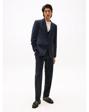 Tommy Hilfiger Wool Blend Micro Check Suit - Blue