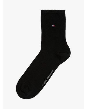 Tommy Hilfiger 1Er-Pack Gerippte Kurze Socken - Schwarz