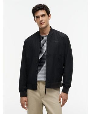 Tommy Hilfiger Water Resistant Tonal Logo Bomber Jacket - Black