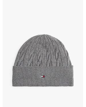 Tommy Hilfiger Gorro De Punto Trenzado Con Logo - Gris