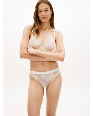Tommy Hilfiger Repeat Logo Floral Lace Briefs - Natural