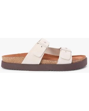 Tommy Hilfiger Suede Buckle Cork Footbed Serrated Sandals - Pink