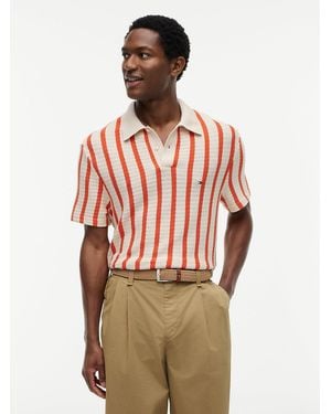 Tommy Hilfiger Relaxed Fit Open Knit Polo Shirt - Red
