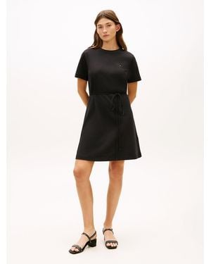 Tommy Hilfiger Interlock Knit Mini T-Shirt Dress - Black