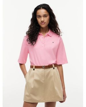Tommy Hilfiger Relaxed Fit Interlock Knit Polo Shirt - Pink