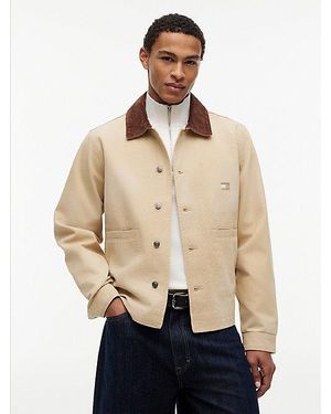 Tommy Hilfiger Canvas Chore Jack Met Contrasterende Kraag - Naturel