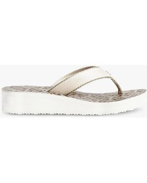 Tommy Hilfiger Th Monogram Wedge Heel Flip-Flops - Natural
