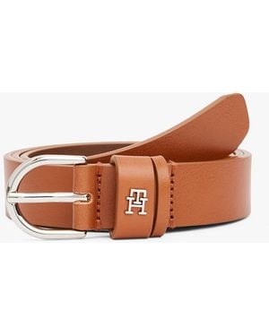 Tommy Hilfiger Ceinture Essential En Cuir À Monogramme Th - Marron
