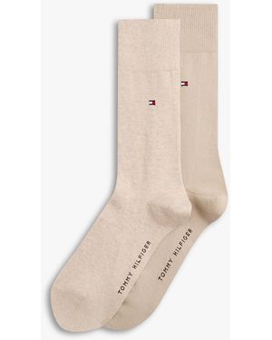 Tommy Hilfiger 2-Pack Logo Flag Embroidery Socks - Natural