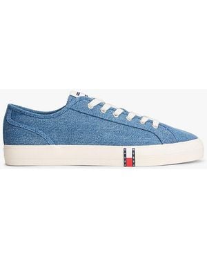 Tommy Hilfiger Archive Flag Stripe Washed Trainers - Blue