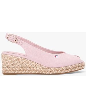 Tommy Hilfiger Hemp Slingback Wedge Espadrilles - Pink