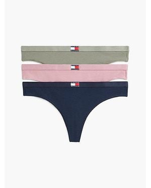 Tommy Hilfiger 3 Pack Heritage Logo Thongs - Blue