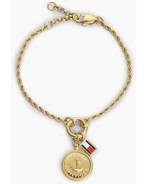 Tommy Hilfiger Plated Rope Chain Nautical Charm Bracelet - Metallic