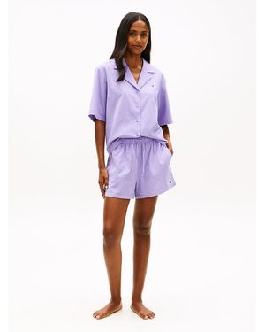 Tommy Hilfiger Completo Pigiama Essential Con Lino - Viola