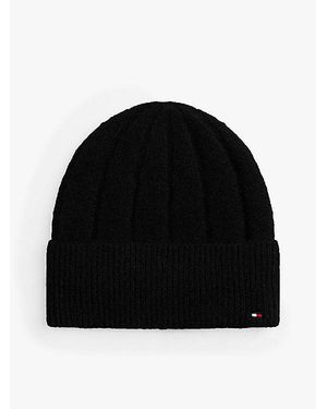 Tommy Hilfiger Gorro Suave Con Logo Y Mezcla De Lana - Negro