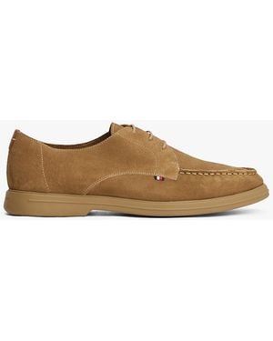 Tommy Hilfiger Suede Moc Toe Derby Shoes - Brown