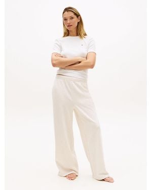 Tommy Hilfiger Essential Logo Wide Leg Lounge Trousers - White