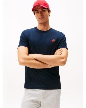 Tommy Hilfiger Logo Embroidery Jersey T-shirt - Blue