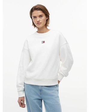 Tommy Hilfiger Tommy Badge Boxy Fleece Sweatshirt - White