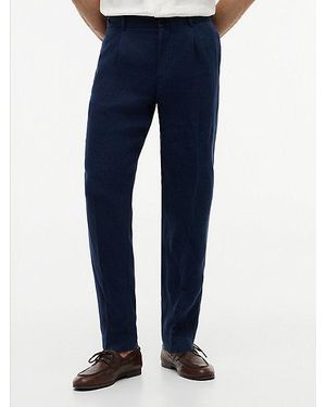 Tommy Hilfiger Smart-Casual Gewassen Broek Van Puur Linnen - Blauw