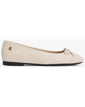 Tommy Hilfiger Th Monogram Suede Ballerinas - Natural