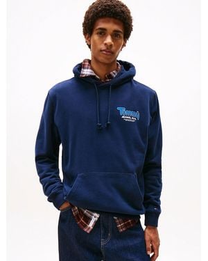 Tommy Hilfiger Logo Terry Hoody - Blue