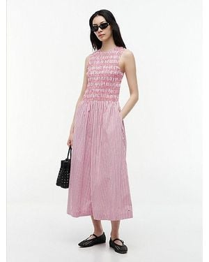 Tommy Hilfiger Ärmelloses, Gesmoktes Fit-And-Flare-Kleid - Pink