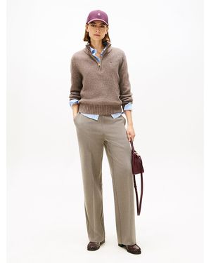 Tommy Hilfiger Pressed Crease Straight Leg Trousers - Natural