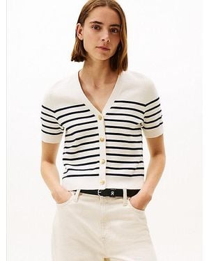 Tommy Hilfiger Kurzarm-Cardigan Aus Jersey Mit Knöpfen - Weiß