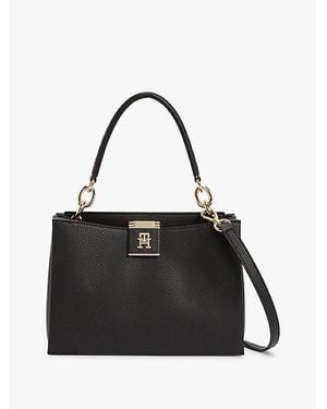 Tommy Hilfiger Bolso Satchel Cruzado Th Monogram - Negro