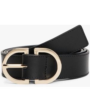 Tommy Hilfiger Oval Buckle Leather Belt - Black