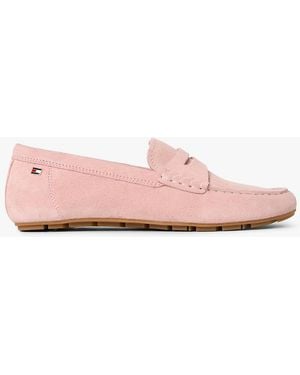 Tommy Hilfiger Suede Enamel Flag Driver Shoes - Natural