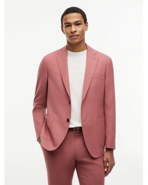 Tommy Hilfiger Regular Fit Canvas Blazer With Linen - Red