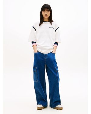 Tommy Hilfiger Mid Rise Loose Wide Leg Cargo Jeans - Blue