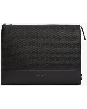 Tommy Hilfiger Metal Logo Woven Laptop Sleeve - Black