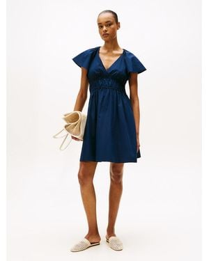 Tommy Hilfiger Frill Sleeve Mini Dress - Blue