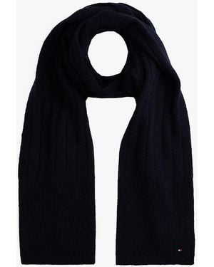 Tommy Hilfiger Hilfiger Flag Fluffy Scarf With Wool - Black