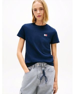 Tommy Hilfiger Wavy Flag Back Logo Jersey T-Shirt - Blue