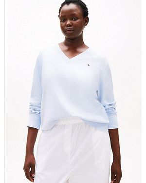 Tommy Hilfiger Curve Pullover Aus Feinstrick-Jersey - Weiß