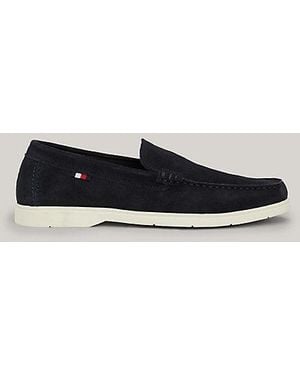 Tommy Hilfiger Casual Suède Loafer Met Contrasterende Zool - Meerkleurig
