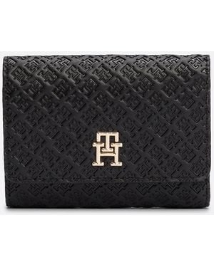 Tommy Hilfiger Debossed Trifold Wallet - Black