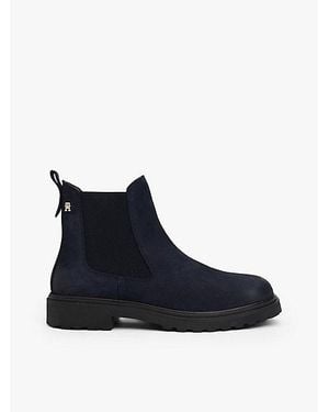 Tommy Hilfiger Leren Chelsea Boot Met Profielzool - Blauw