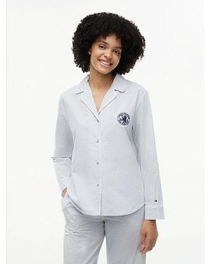 Tommy Hilfiger Essential Stripe Poplin Pyjama Shirt - White