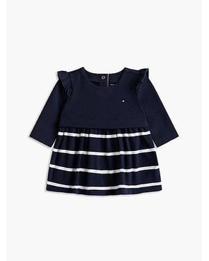 Tommy Hilfiger Essential Ruffle Knit Long Sleeve Dress - Blue