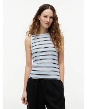 Tommy Hilfiger Stripe Slim Crew Neck Tank Top - Blue