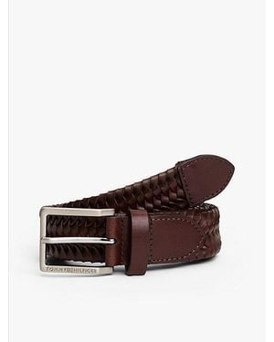 Tommy Hilfiger Gevlochten Riem Met Vierkante Gesp - Bruin