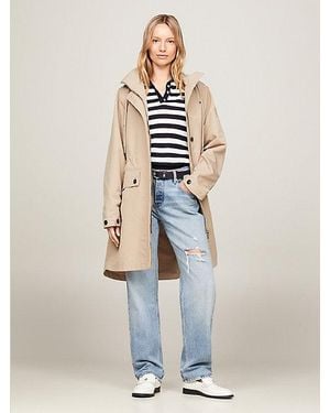 Tommy Hilfiger Parka Essential De Corte Amplio - Blanco