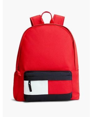 Tommy Hilfiger Kids Colour Blocked Pocket Dome Backpack - Red